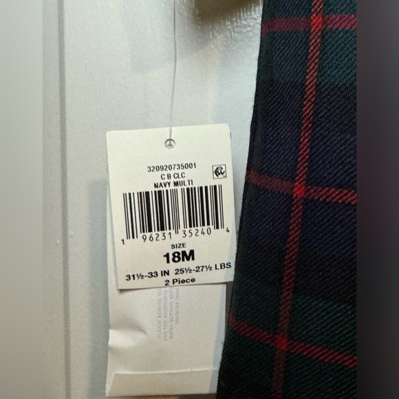 NWT Ralph Lauren Cotton Bodysuit / Plaid Wool Overall Pant Set.Holiday Christmas - Picture 7 of 7